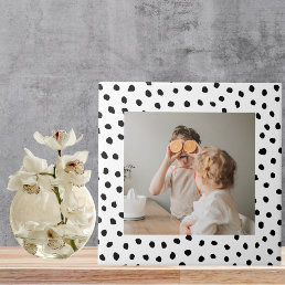 Modern  Family Photo &amp; Black Dots Beauty Gift Ceramic Tile