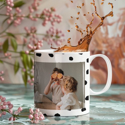 Modern  Family Photo  Black Dots Beauty Gift Coffee Mug