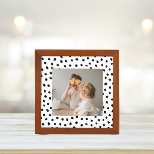 Modern  Family Photo & Black Dots Beauty Gift Desk Organizer