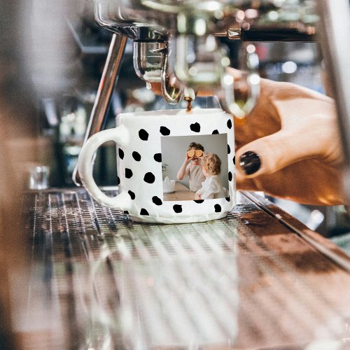 Modern  Family Photo  Black Dots Beauty Gift Espresso Cup