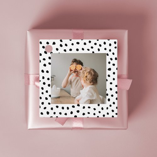 Modern  Family Photo  Black Dots Beauty Gift Favor Tags