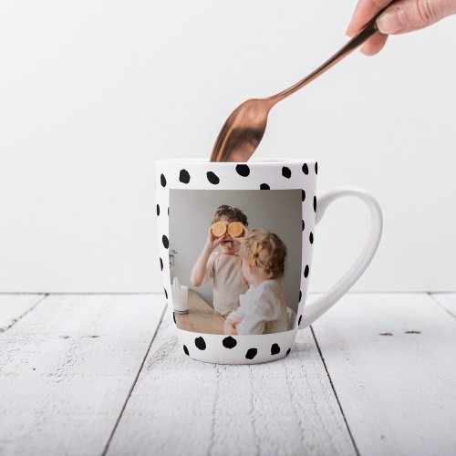 Modern  Family Photo  Black Dots Beauty Gift Latte Mug