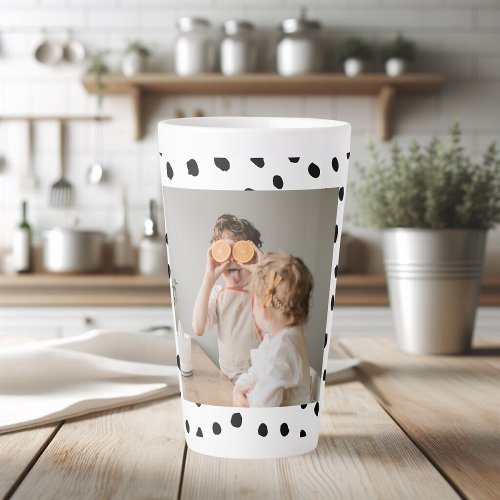 Modern  Family Photo  Black Dots Beauty Gift Latte Mug