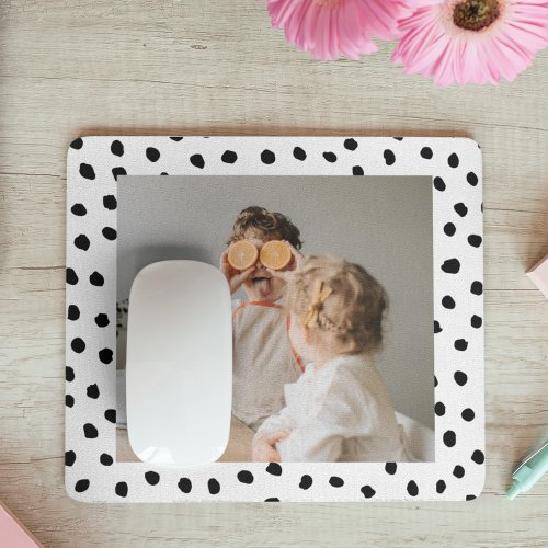 Modern  Family Photo  Black Dots Beauty Gift Mouse Pad