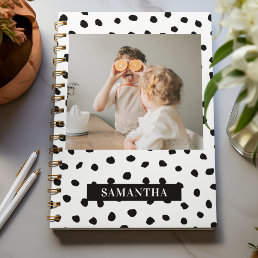 Modern  Family Photo &amp; Black Dots Beauty Gift Notebook