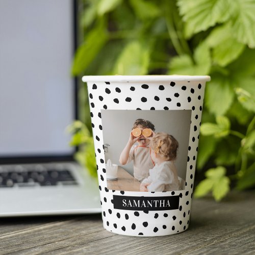 Modern  Family Photo  Black Dots Beauty Gift Paper Cups