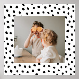 Modern  Family Photo &amp; Black Dots Beauty Gift Poster