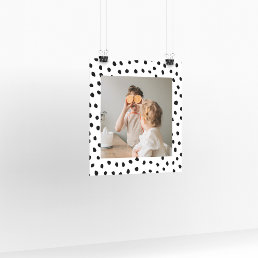 Modern  Family Photo &amp; Black Dots Beauty Gift Poster