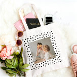Modern  Family Photo & Black Dots Beauty Gift Tote Bag<br><div class="desc">Modern  Family Photo & Black Dots Beauty Gift</div>