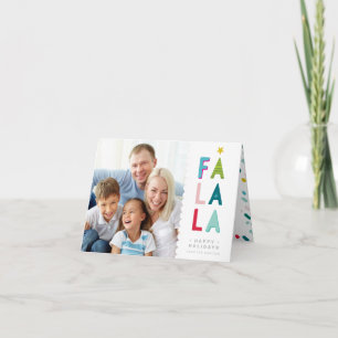 MODERN FAMILY PHOTO bold bright colorful fa la la Holiday Card