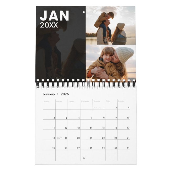 Modern Family Photo Calendar Gray (Jan 2026)