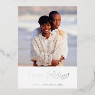 Modern Family Photo Christmas Card | Silver Foil