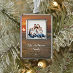 Modern Family Photo Christmas Elegant Personalize  Christmas Ornament
