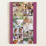 Modern Family Photo Collage 19 Picture Pink Planner<br><div class="desc">Custom photo collage planner, showcasing 19 of your favorite pictures. This simple modern design has a background color palette of dark pink - but you are welcome to edit this to any color you would like. The photo template will create the photo collage and display your uploaded pictures in a...</div>