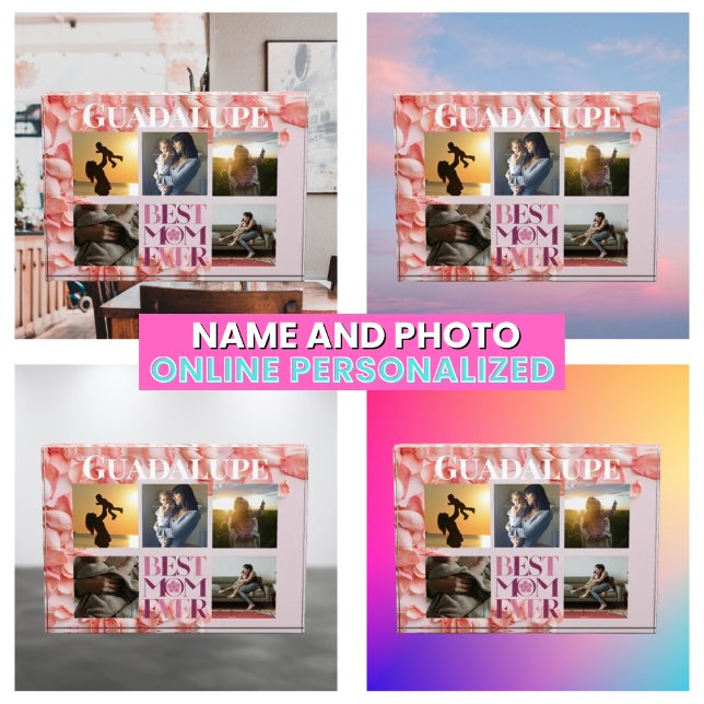 Modern Family Photo Collage Best Mom Ever Floral Block (Modern Family Photo Collage Best Mom Ever Floral
)