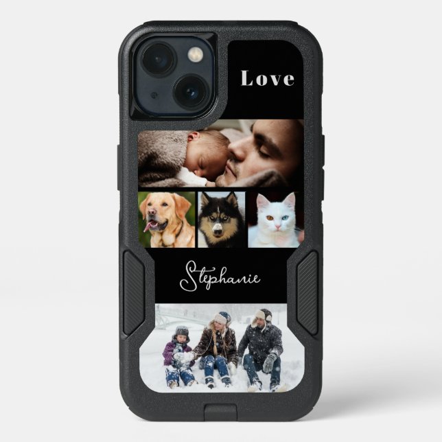 Modern Family Photo Collage Black Otterbox iPhone Case (Back)