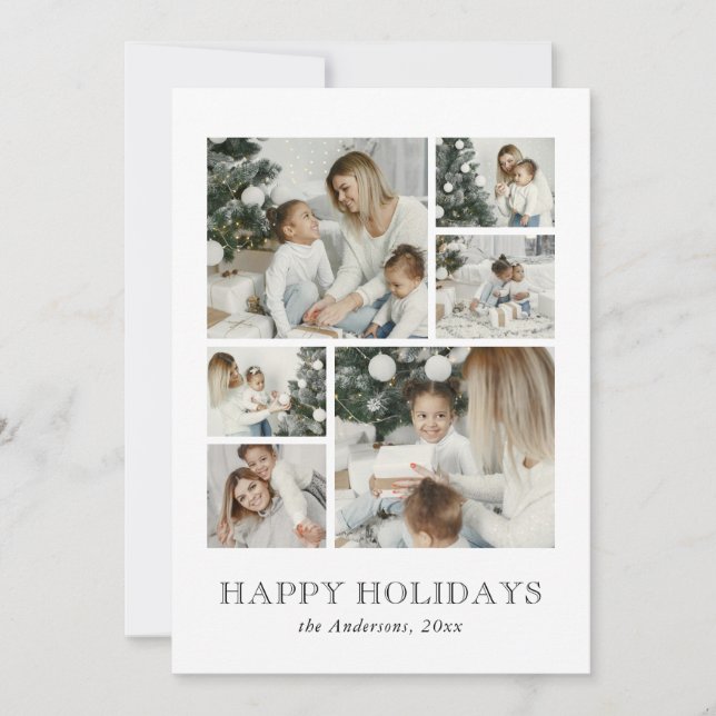 Modern Family Photo Collage Christmas Holiday Card (Front)