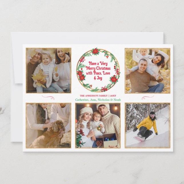 Modern Family Photo Collage Christmas Holiday Card (Front)
