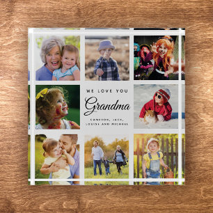 Modern Family Photo Collage Grandma WE LOVE YOU Paperweight