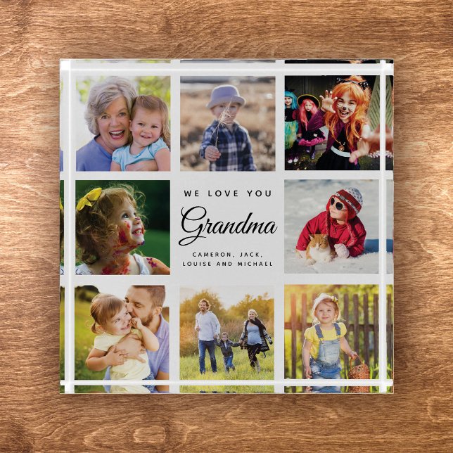 Modern Family Photo Collage Grandma WE LOVE YOU Paperweight (Creator Uploaded)