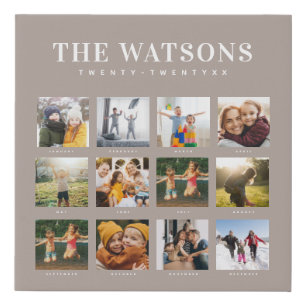 Modern Family Photo Collage Keepsake Calendar Fau Faux Canvas Print