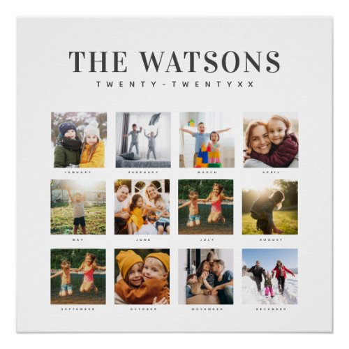 Modern Family Photo Collage Keepsake Calendar Poster