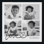 Modern Family Photo Collage Love Script Faux Canvas Print<br><div class="desc">Modern photo collage with "love" with connected heart in script and family name wall art faux canvas print.</div>
