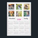 Modern family photo collage magnetic 2026 calendar<br><div class="desc">Modern full year family photo collage monogrammed Magnetic 2026 calendar.
You can add your own name and photos to personalize.</div>