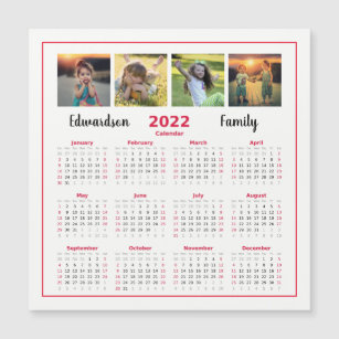 Modern family photo collage magnetic calendar