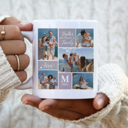 Modern FAMILY Photo Collage Monogram Name 5 photos Two-Tone Coffee Mug