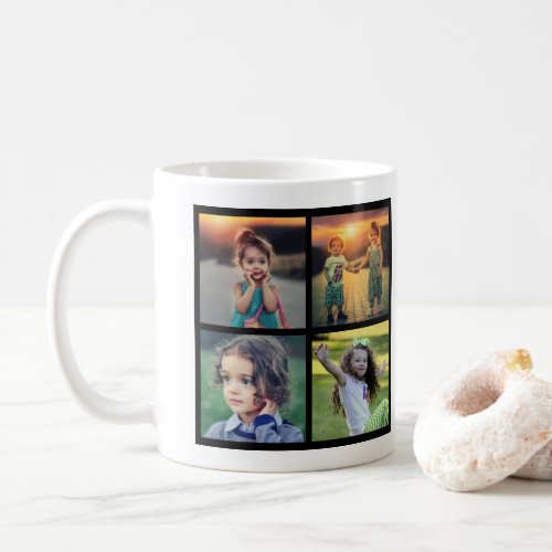 Modern family photo collage monogram name coffee mug