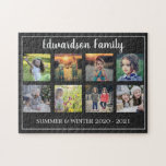 Modern family photo collage monogrammed 8 photos jigsaw puzzle<br><div class="desc">Family photo collage of 8 photos monogrammed jigsaw puzzle.
You can personalize it and add your most beautiful photos and name and text. Great fun !</div>