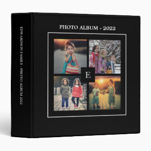 Modern family photo collage personal black 3 ring binder