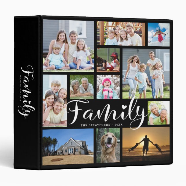 Modern FAMILY Photo Collage Photo Album Scrapbook 3 Ring Binder (Front/Spine)
