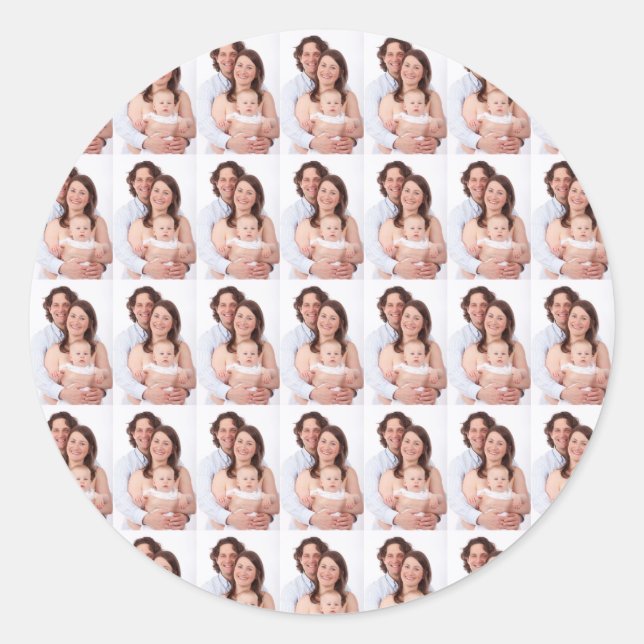 Modern Family Photo Custom Personalized Classic Round Sticker (Front)