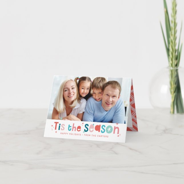 MODERN FAMILY PHOTO fun whimsical tis the season Holiday Card (Front)