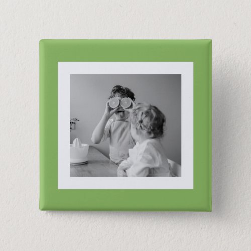 Modern  Family Photo Green Simple Lovely Gift Button