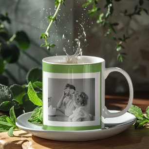 Modern Family Photo Green Simple Lovely Gift Coffee Mug