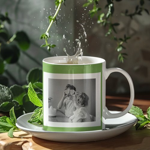 Modern  Family Photo Green Simple Lovely Gift Coffee Mug