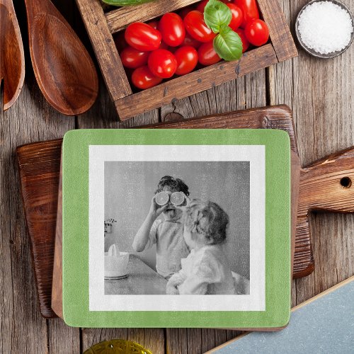 Modern  Family Photo Green Simple Lovely Gift Cutting Board