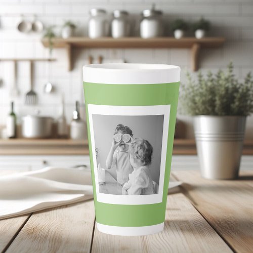 Modern  Family Photo Green Simple Lovely Gift Latte Mug