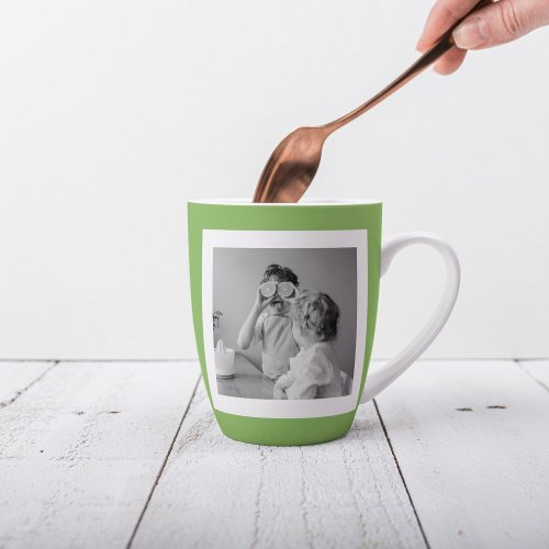 Modern  Family Photo Green Simple Lovely Gift Latte Mug