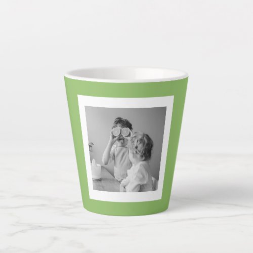 Modern  Family Photo Green Simple Lovely Gift Latte Mug