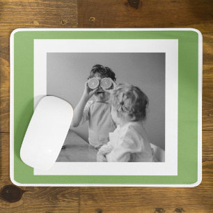 Modern Family Photo Green Simple Lovely Gift Mouse Pad
