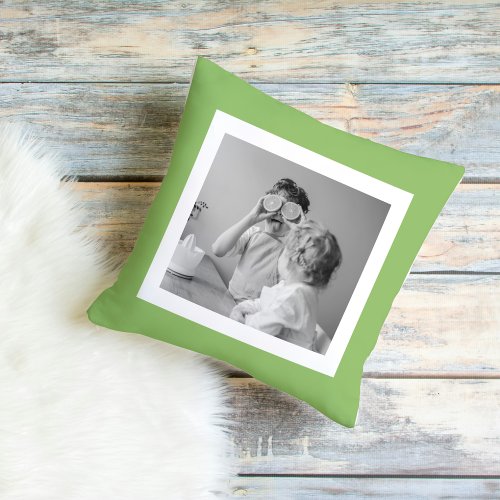 Modern  Family Photo Green Simple Lovely Gift Outdoor Pillow