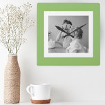 Modern  Family Photo Green Simple Lovely Gift Square Wall Clock<br><div class="desc">Modern  Family Photo Green Simple Lovely Gift</div>