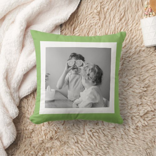 Modern  Family Photo Green Simple Lovely Gift Throw Pillow