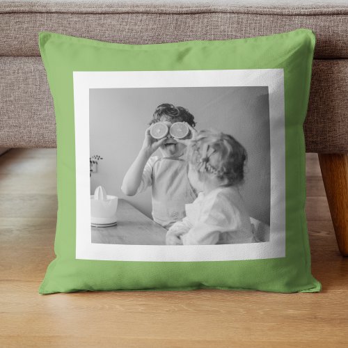 Modern  Family Photo Green Simple Lovely Gift Throw Pillow