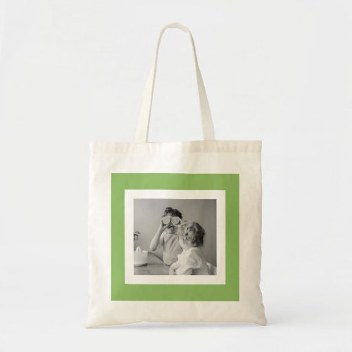 Modern  Family Photo Green Simple Lovely Gift Tote Bag