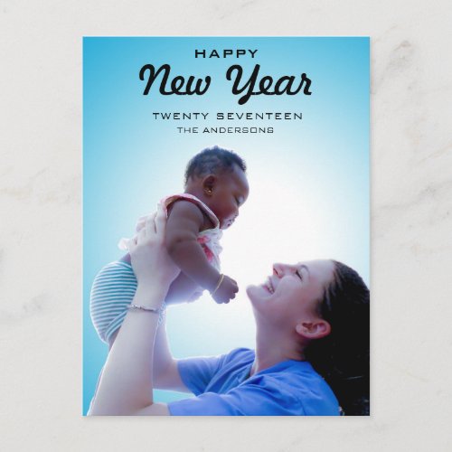 Modern Family Photo  Happy New Year 2017 Holiday Postcard